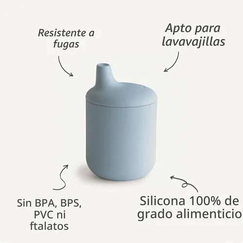 Vista 7 de Mushie - Taza de silicona 100% para bebé 6 meses+ (rosado)