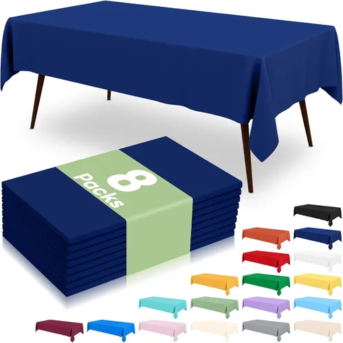 Vista 33 de 6 paquetes de manteles de plástico desechables, 54 x 72 pulgadas mantel rectangular impermeable, cubiertas de mesa decorativas a prueba de fugas