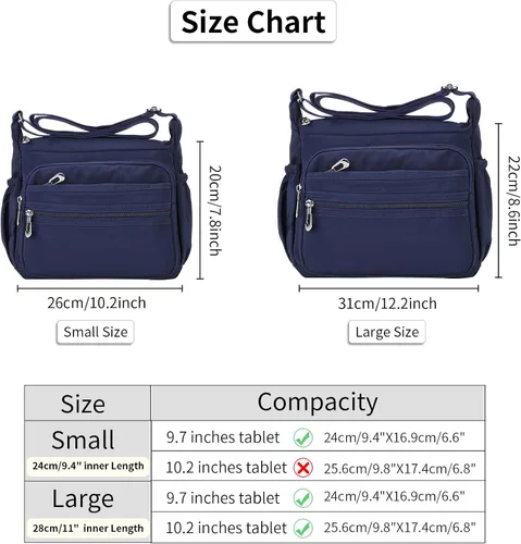 Vista 2 de Bolso bandolera impermeable para mujer, bolso bandolera de nailon, casual