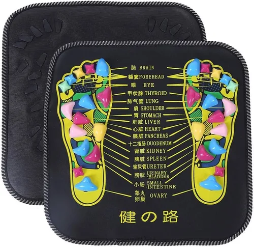 Vista 7 de Estera de masaje de pies,Esteras de acupresión para pies,Reflexología Walk Stone Road Foot Massage Black para aliviar el dolor