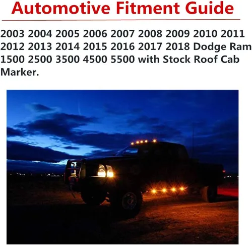 Vista 11 de 5 luces marcadoras de cabina, compatibles con Dodge Ram 1500 2500 3500 4500 5500 2003-2018 con lente ahumada, carcasa LED ámbar, luces de techo