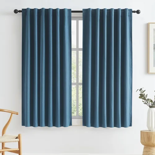 Vista 93 de KEQIAOSUOCAI - Cortinas opacas naturales de 108 pulgadas de largo, cortinas modernas con pestaña trasera, paneles plisados para sistema de cortina