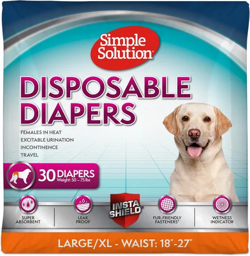 Vista 8 de Simple Solution Pañales desechables para perras, pañal a prueba de fugas para perros, entrenamiento para ir al baño, entrenamiento XS