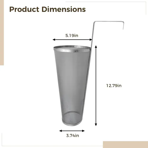 Vista 2 de Colador de araña de acero inoxidable con gancho de mango largo, filtro de malla fina para uso en cocina, accesorio ideal para elaboración de cerveza
