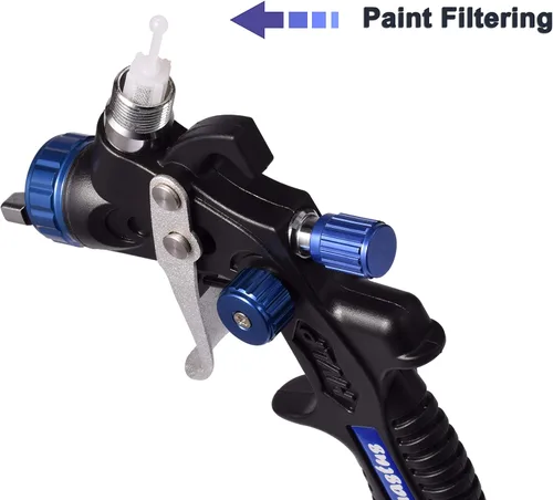 Vista 4 de Dynastus Pro Series 1 Cuarto de galón de alimentación por gravedad compuesto HVLP pistola de pulverización de aire Detalle Pulverizador de pintura
