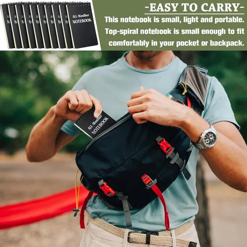 Vista 5 de Chinco 20 blocs de notas para todo tipo de clima, 3 x 5 pulgadas, bolsillo impermeable, bloc de notas táctico en espiral, cubierta resistente a