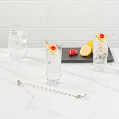 Vista 7 de Restaurantware Bar Lux - Cuchara de barra de 12 pulgadas, 1 cuchara agitadora de cóctel con punta de muddler – Cuchara mezcladora de cóctel de acero