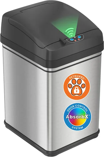 Vista 16 de iTouchless Cubo de basura para excrementos de perro de 3 galones / 12 litros con filtro de olor AbsorbX – Recipiente de basura de metal de cierre