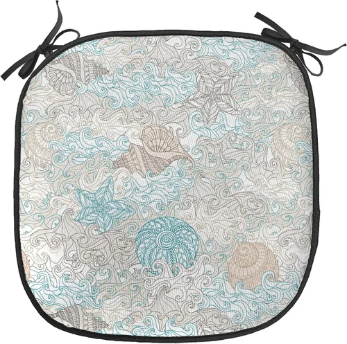 Vista 220 de Ambesonne Cojín de asiento para silla de flores, detalles florales con hojas y remolinos, estampado artístico romántico y vívido y vibrante