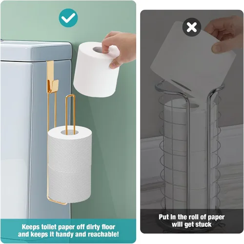 Vista 4 de Conworld Soporte de Papel Higiénico Dorado de Níquel Cepillado para 3 Rollos de Papel Higiénico, 1 Paquete Almacenamiento de Papel Higiénico de Baño