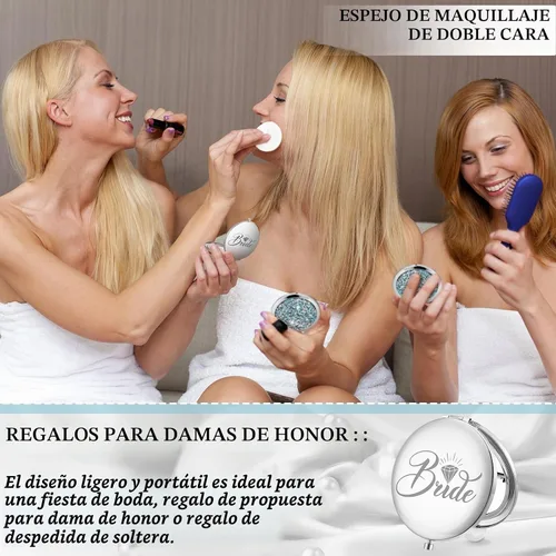 Vista 5 de Barydat 10 espejos compactos para dama de honor, regalos I Do Crew, color Azul