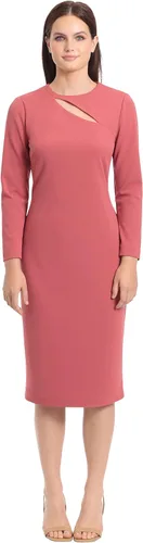 Vista 2 de Maggy London Vestido de manga larga para mujer, cuello con abertura en la boca, tubo de crepé, oficina, trabajo, evento, invitada de boda