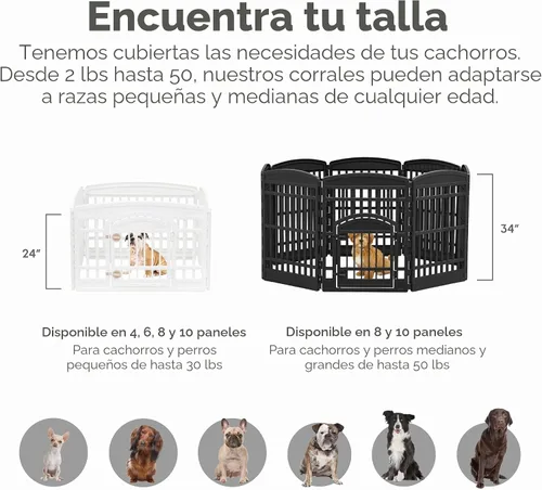 Vista 6 de IRIS USA Corralito para perros de 4 paneles de 24" con puerta, 35 x 35 x 24, corralito para cachorros, corralito para perros de interior, cerca