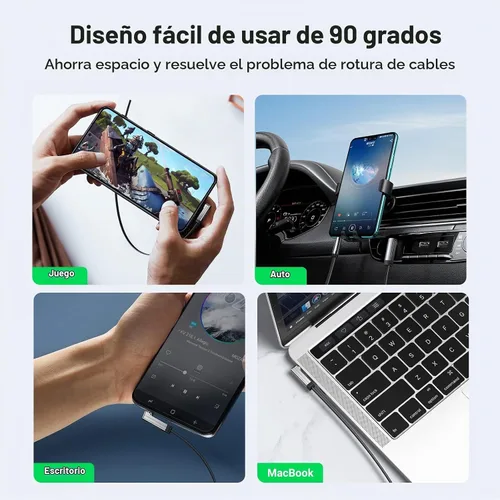 Vista 2 de Cable conector Ugreen de 0.14 pulgadas. Entrada de audio auxiliar a un ángulo recto de 90 grados para Apple (iPhone, iPod, iPad), Samsung