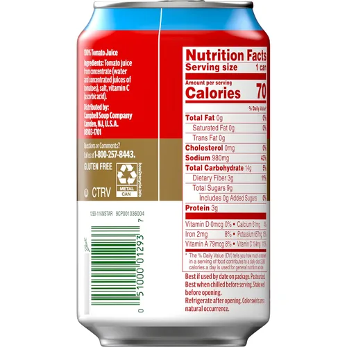 Vista 6 de Campbell's 100% jugo de tomate, lata de 11.5 fl oz