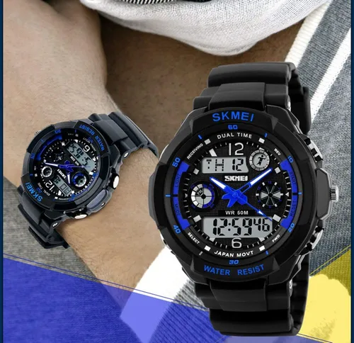 Vista 9 de FANMIS Unisex Sports Watches Military Analog Digital Display Watch Multifunction Dual Time Alarm Stopwatch Backlight 50M Waterproof Outdoor Sports