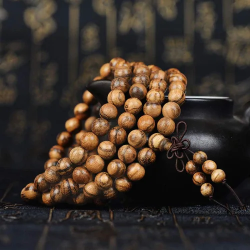 Vista 52 de Mala Beads Pulsera 108 0.315 in Meditación Sándalo Elástico..