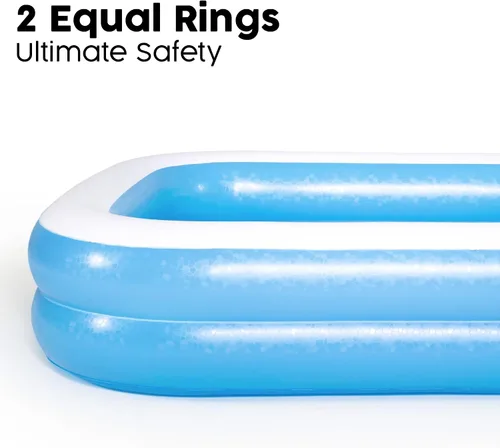 Vista 4 de Bestway 54006 Piscina inflable rectangular familiar, 103.1 x 68.9 x 20.1 in, azul/blanco