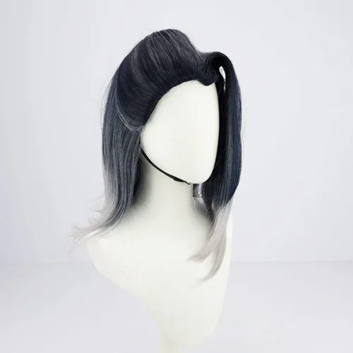 Vista 4 de Game Valorant - Peluca de cosplay larga de silicona negra para mujer, Halloween