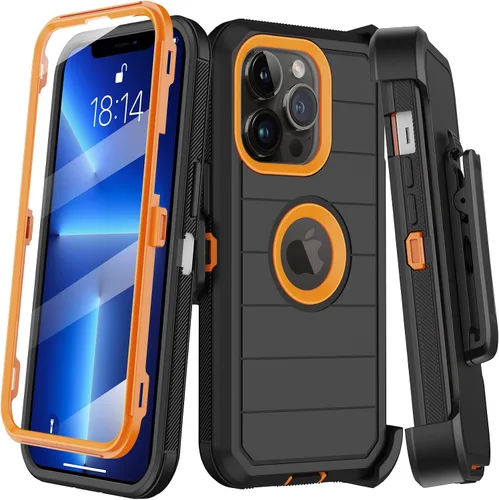Vista 16 de KECAI Funda para iPhone 13 Mini con Protector de Pantalla Integrado, Funda con Clip para Cinturón, Resistente de Servicio Pesado a Prueba de Golpes