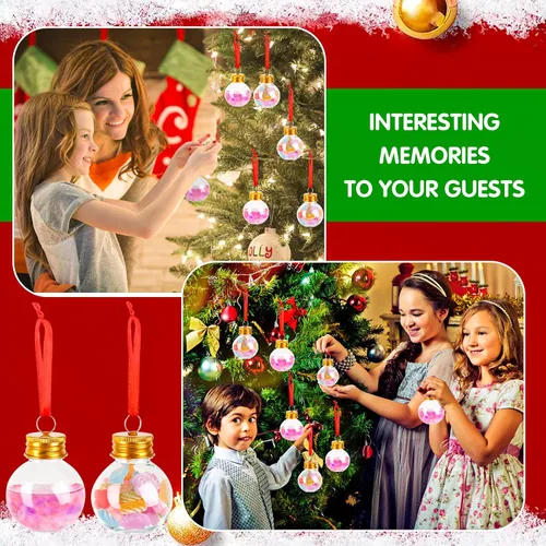 Vista 5 de FOIMAS 24 piezas Bolas de Navidad de Alcohol, Adornos de Árbol de Navidad Rellenables de Alcohol Transparentes Adornos Colgantes de Bola de Alcohol