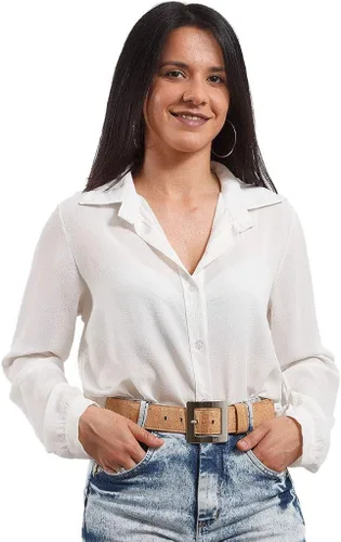 Vista 2 de Corkor Cinturón de corcho para mujer, cuero vegano, cinturón ajustable, cinturón de gran tamaño, negro, 1.57 pulgadas de ancho