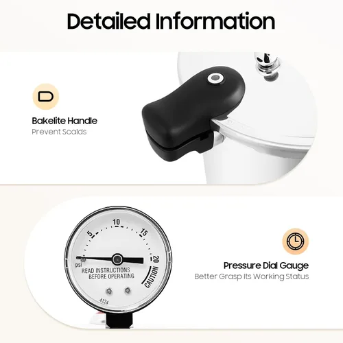 Vista 8 de Olla a presión Envase grande a prueba de explosiones de 23 cuartos de galón para el hogar y camping 90Kpa Cookware Rotating Lock/Unlock Lid