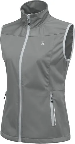 Vista 26 de Little Donkey Andy Chaleco Softshell Ligero para Mujer, Chaqueta sin Mangas Resistente al Viento para Correr, Senderismo y Viajes Negro