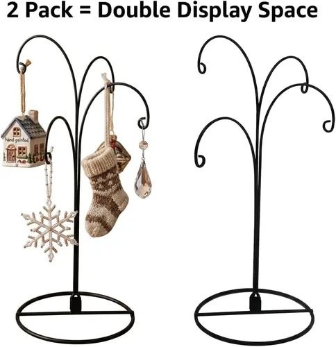 Vista 2 de HOHIYA Soporte de exhibición de adornos de 12 pulgadas, paquete de 2 soportes de metal de 4 brazos para decoraciones de Navidad, adornos colgantes