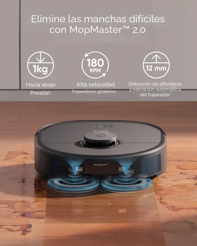 Vista 3 de eufy X10 Pro Omni - Robot aspirador y trapeador, succión de 8,000 Pa, elevación automática y detección de alfombras, evita obstáculos, lavado