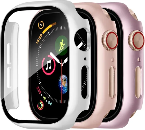 Vista 10 de Charlam - Funda de policarbonato duro compatible con Apple Watch de 38 mm, series 1, 2, 3, protector de pantalla integrado, ultradelgada, cobertura