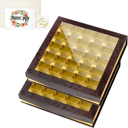 Vista 9 de Bumlon Cajas de chocolate vacías, cajas de trufas con divisores, caja de chocolate con ventana y cierre magnético para chocolate hecho a mano, mini