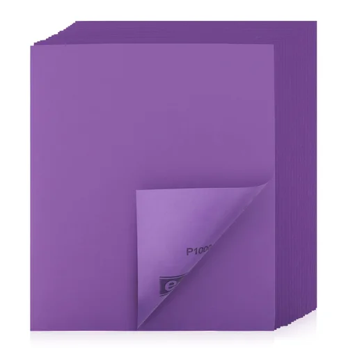 Vista 9 de Papel de lija de grano 80, 20 unidades, hojas de lija en seco y húmedo de 9 x 11 pulgadas, papel de arena abrasivo de alúmina púrpura para madera