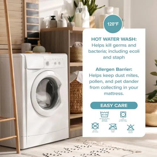 Vista 7 de Bare Home Protector de colchón tamaño Twin, 100% impermeable y transpirable, funda de colchón refrescante, protege contra derrames, sin vinilo, sin