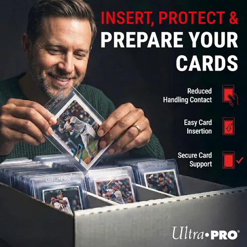 Vista 4 de Ultra Pro Tarjetero semirrígido con borde de 1/2 pulgada, fundas de PVC transparentes para tarjetas intercambiables, se adapta a 2.5 x 3.5 pulgadas