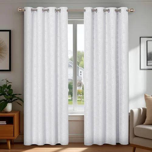 Vista 21 de Deconovo - Cortinas opacas para dormitorio y sala de estar, con aislamiento térmico, cortinas oscuras para habitación, geométricas, con ojales