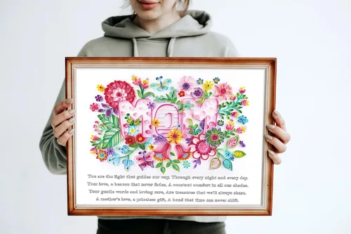 Vista 4 de Uniquilling Regalo para mamá, kits de relleno de papel para adultos principiantes, decoraciones del día de la madre con palabras cálidas, kits