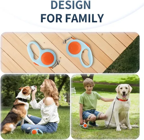 Vista 3 de Correa retráctil para perros pequeños y medianos con agarre suave antideslizante, sin enredos de 360°, cinta de nailon fuerte de 10 pies, freno