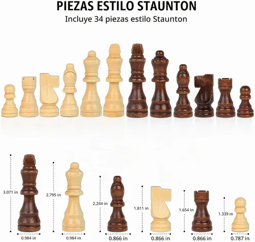Vista 5 de LEAP - Juego de ajedrez y damas de madera de 15.3 pulgadas, tablero de ajedrez plegable de ébano artificial