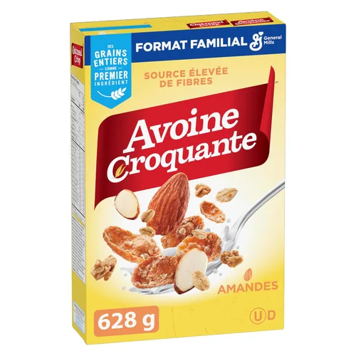 Vista 2 de General Mills Oatmeal Crisp Cereal de almendra, tamaño familiar, 22.15 oz/22.2 onzas, importado de Canadá