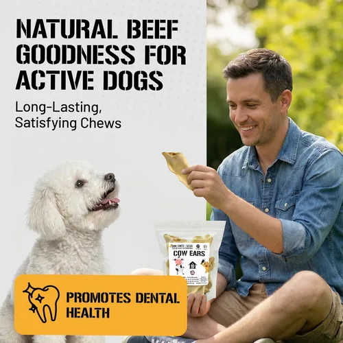 Vista 3 de Dog Chits Orejas de vaca para perros – Golosinas para perros totalmente naturales con orejas de vaca y masticables de entrenamiento – Alto