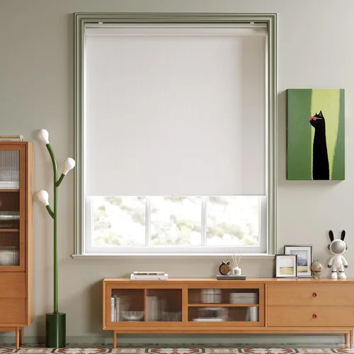 Vista 18 de Persianas enrollables opacas sin cordón para oscurecer la habitación, con sistema de resorte, protección UV, persianas de puerta, para hogar y Negro