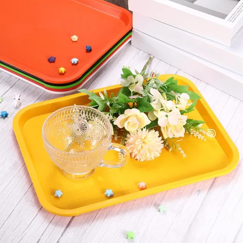 Vista 5 de uxcell Bandejas de plástico de comida rápida a granel de 12 x 16 pulgadas rectangulares para servir, bandejas de cafetería, platos para servir