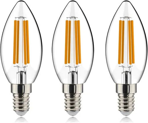 Vista 9 de helloify Bombilla LED Edison B11 regulable vintage, equivalente a 60 W, alto brillo, luz blanca cálida de 2500 K, vidrio ámbar, estilo Ámbar-2500k