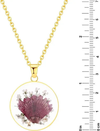 Vista 63 de Forget-Me-Not and Queen Anne's Lace Pressed Wildflower Necklace Birth Month Real Flower Necklace Gold/Silver Pressed Flower Jewelry