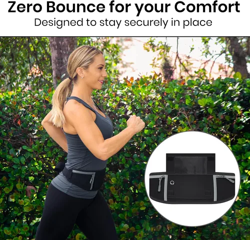 Vista 3 de Vive Riñonera para correr, para mujeres, hombres, niños, adultos, correr, entrenamientos, impermeable, reflectante, con soporte para teléfono