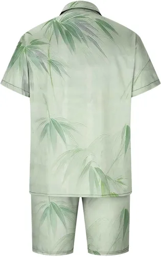 Vista 3 de SHENGXINY Conjunto de playa de verano para hombre, camisas hawaianas, pantalones cortos, trajes casuales de 2 piezas, conjuntos florales