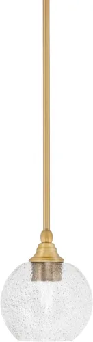 Vista 151 de Toltec Lighting Tallo Colgado Mini colgante, acabado de cobre negro, 3.5" cuadrado humo burbuja vidrio