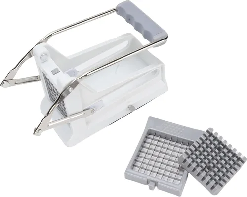 Vista 9 de Cortador de papas francesas de acero inoxidable profesional para patatas y verduras, cortador de patatas con 2 juegos de cuchillas para zanahoria