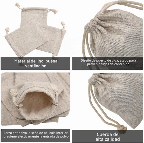 Vista 4 de calary Bolsa de lona doble con cordón de 5 x 6.9 pulgadas, bolsa de algodón, bolsa de regalo, bolsa de muselina reutilizable (25 unidades)